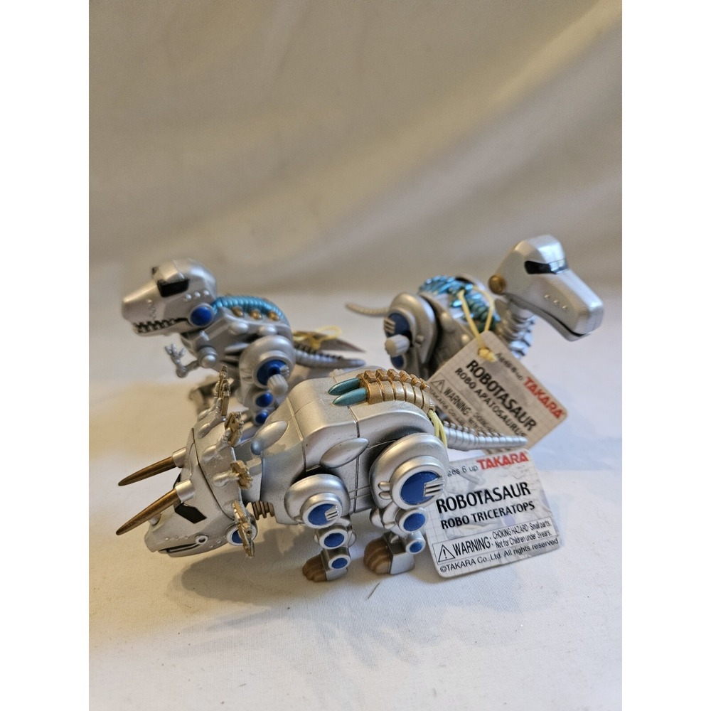 Takara Robo Tyrannosaurus Robotasaur Wind Up Toys Lot Of 3 Trex, Tricera, Apatos